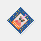 Gepersonaliseerd Kind Foto Happy Birthday w / Roze Servet (Hoek)