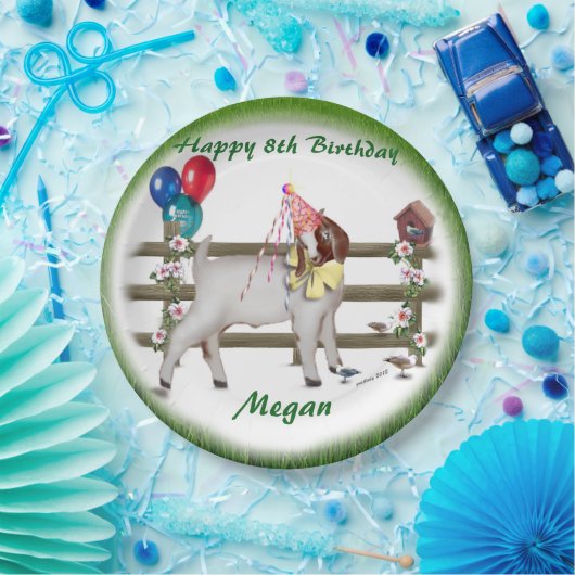 Gepersonaliseerd Kind Geitthema Birthday Party Bor Papieren Bordje (Feest)