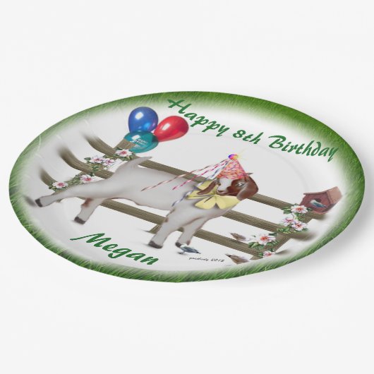 Gepersonaliseerd Kind Geitthema Birthday Party Bor Papieren Bordje (Gekanteld)