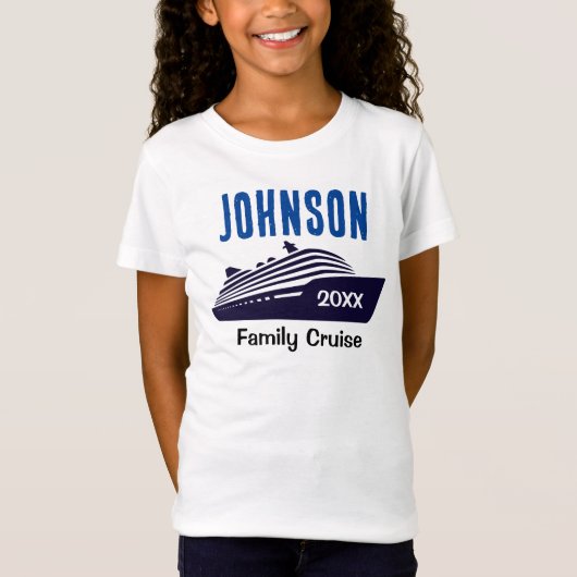 Gepersonaliseerd kind meisje T-shirt cruiseschip f (Voorkant)