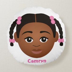 Gepersonaliseerd kind #NaturalHair Rond Kussen