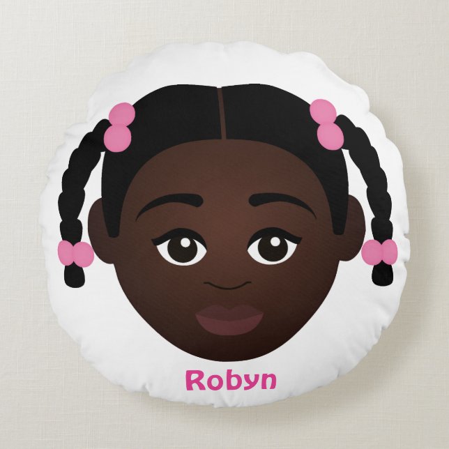 Gepersonaliseerd kind #NaturalHair Rond Kussen (Voorkant)