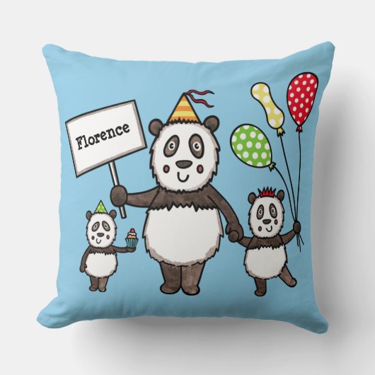 Gepersonaliseerd Kind van de Panda-partij Kussen (Voorkant)