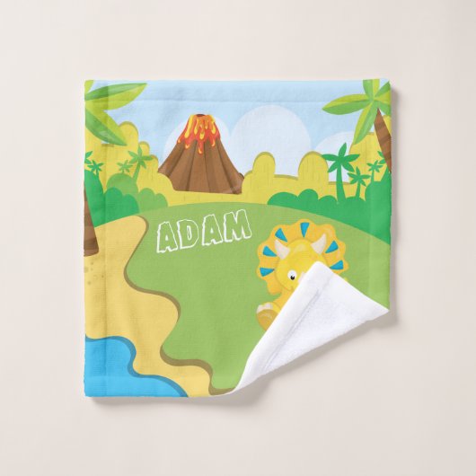 Gepersonaliseerd Kind van Dinosaur Fun Bad Handdoek (Wasdoekje)