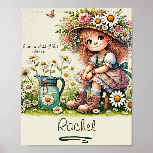 Gepersonaliseerd kind van God daisy meisje Poster (Voorkant)