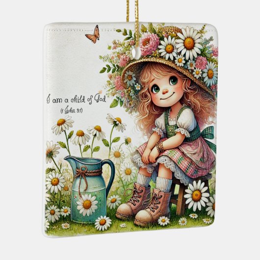 Gepersonaliseerd Kind van God madeliefje Keramisch Ornament (Rechts)