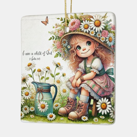 Gepersonaliseerd Kind van God madeliefje Keramisch Ornament (Links)