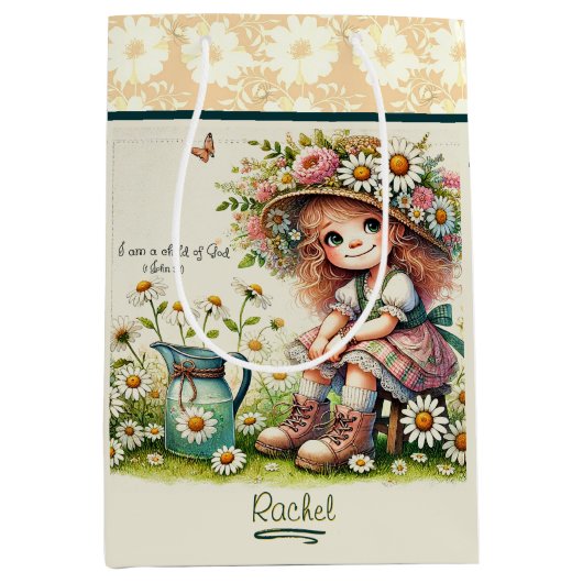 Gepersonaliseerd Kind van God madeliefje Medium Cadeauzakje (Voorkant)