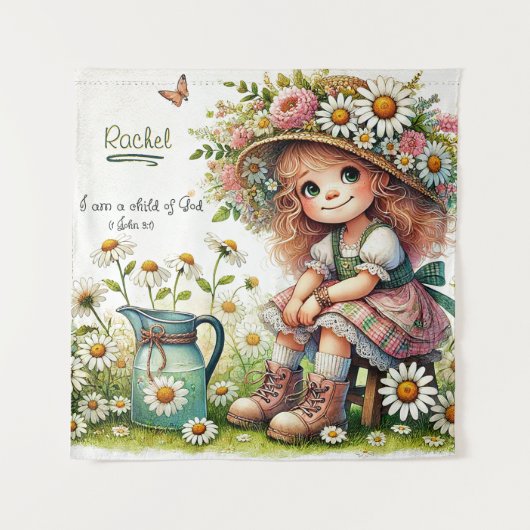 Gepersonaliseerd Kind van God madeliefje Wandkleed (Voorkant)