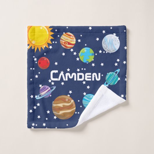 Gepersonaliseerd Kind van het zonnestelsel Bad Handdoek (Wasdoekje)