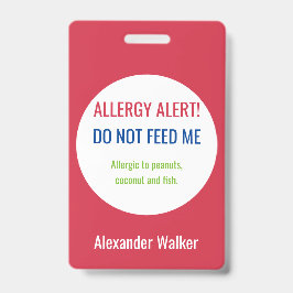 Gepersonaliseerd Kinder alarm voor voedselallergie Badge