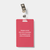 Gepersonaliseerd Kinder alarm voor voedselallergie Badge (Back with Clip)