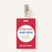 Gepersonaliseerd Kinder alarm voor voedselallergie Badge (Voorkant met clip)