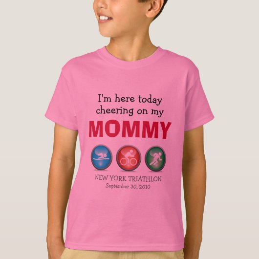 Gepersonaliseerd Kinder Cheering op mammie Race Da T-shirt (Voorkant)