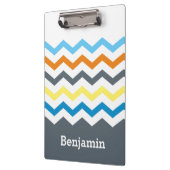 Gepersonaliseerd Kinder Chevron Gray Blue Oranje Y Klembord (Links)