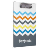 Gepersonaliseerd Kinder Chevron Gray Blue Oranje Y Klembord (Rechts)