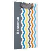 Gepersonaliseerd Kinder Chevron Gray Blue Oranje Y Klembord (Rechts)