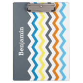 Gepersonaliseerd Kinder Chevron Gray Blue Oranje Y Klembord (Voorkant)