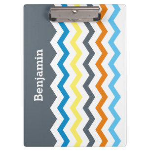 Gepersonaliseerd Kinder Chevron Gray Blue Oranje Y Klembord