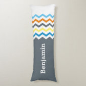 Gepersonaliseerd Kinder Chevron Gray Blue Oranje Y Lichaamskussen (Voorkant Verticaal)