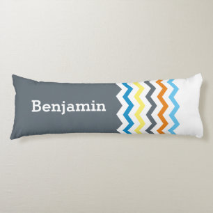 Gepersonaliseerd Kinder Chevron Gray Blue Oranje Y Lichaamskussen