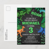 Gepersonaliseerd Kinder Drie Dinosaurus Verjaardag Uitnodiging Briefkaart (Voorkant / Achterkant)