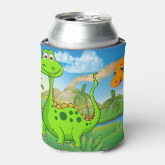 Gepersonaliseerd Kinder Groen Oranje Dinosaur Blikjeskoeler