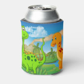 Gepersonaliseerd Kinder Groen Oranje Dinosaur Blikjeskoeler (Blikje Achterkant)