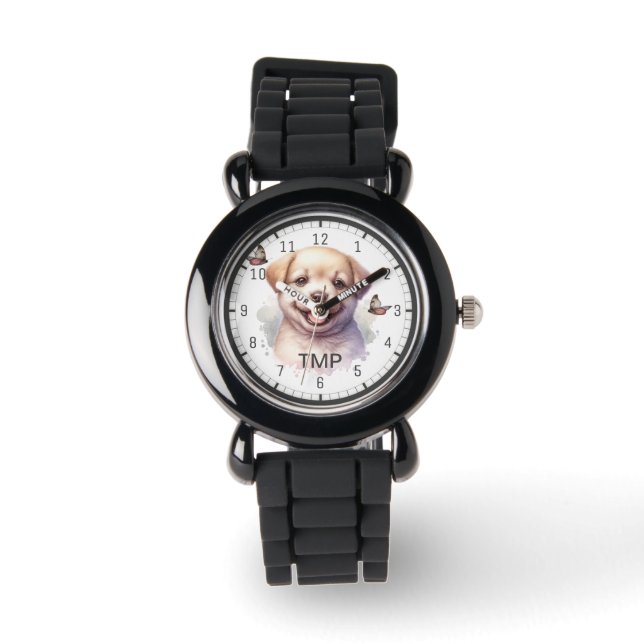 Gepersonaliseerd Kinder horloge | Puppy Dog Thema (Voorkant)