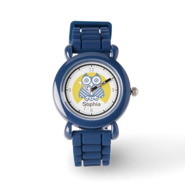 Gepersonaliseerd Kinder horloge | Uil Thema (Voorkant)