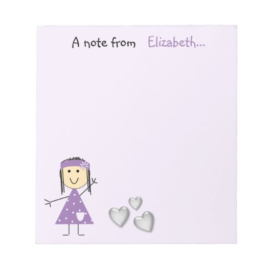 Gepersonaliseerd Kinder meisje paars Notitieblok (Voorkant)