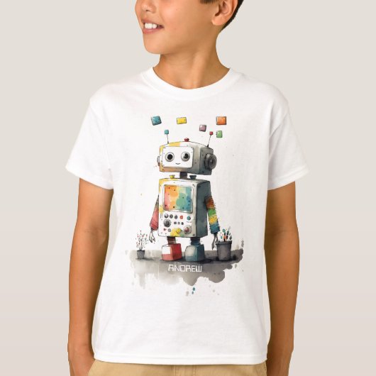 Gepersonaliseerd Kinder robot t-shirt (Voorkant)