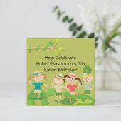 Gepersonaliseerd Kinder Safari Birthday Invites Kaart (Staand voorkant)