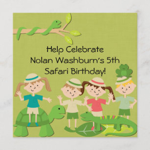 Gepersonaliseerd Kinder Safari Birthday Invites Kaart