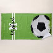 Gepersonaliseerd Kinder Soccer Football Monogram Strandlaken (Voorkant)