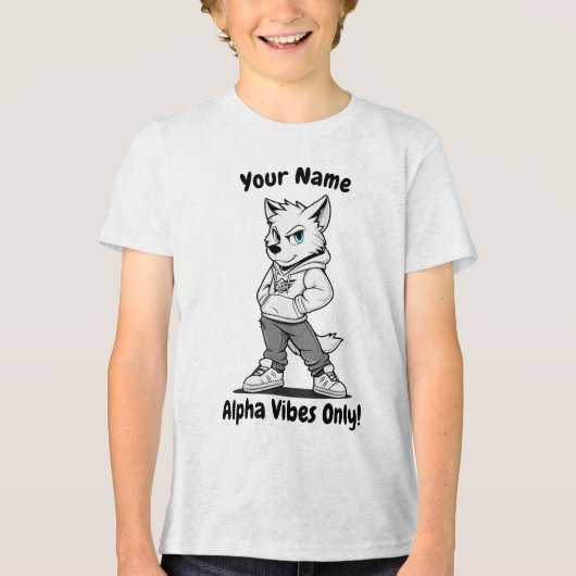 Gepersonaliseerd Kinder T-shirt - Alpha Vibes Only (Voorkant)