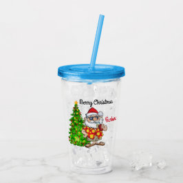 Gepersonaliseerd Kinder Tropische Kerstman Acryl Drinkbeker