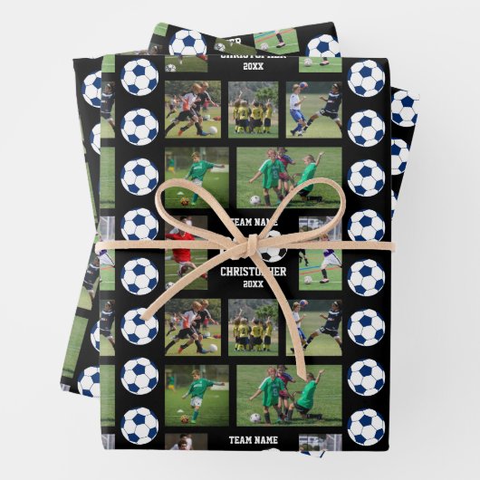 Gepersonaliseerd Kinder Voetbal Fotoalbum Inpakpapier Vel (In situ)