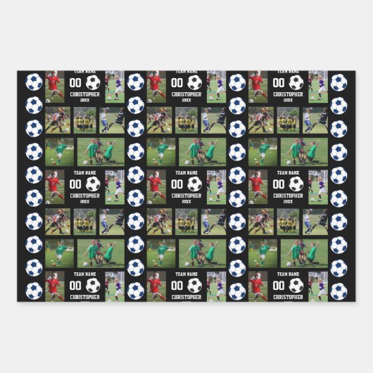 Gepersonaliseerd Kinder Voetbal Fotoalbum Inpakpapier Vel (Voorkant)