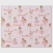 Gepersonaliseerd kinderballet Ballerina Roze  Cadeaupapier (Vlak)