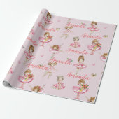 Gepersonaliseerd kinderballet Ballerina Roze  Cadeaupapier (Uitgerold)