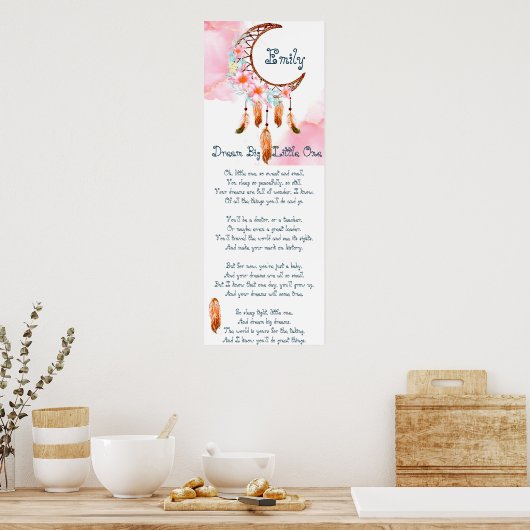 Gepersonaliseerd kinderdroomvanger gedicht poster (Keuken)