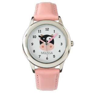 Gepersonaliseerd kinderen horloge met grappige koe