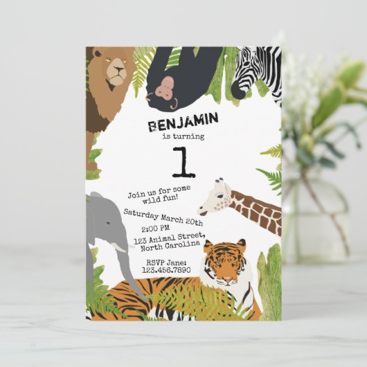 Gepersonaliseerd Kinderen van Cute Oerwoud Animals Kaart (Staand voorkant)