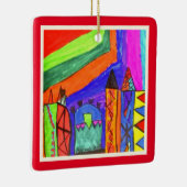 Gepersonaliseerd kinderkunstwerk Kerstmis Keramisch Ornament (Rechts)