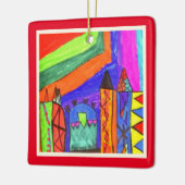 Gepersonaliseerd kinderkunstwerk Kerstmis Keramisch Ornament (Links)