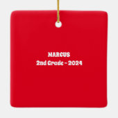 Gepersonaliseerd kinderkunstwerk Kerstmis Keramisch Ornament (Achterkant)