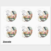 Gepersonaliseerd  kinderwagen Baby shower Ronde Sticker (Vel)