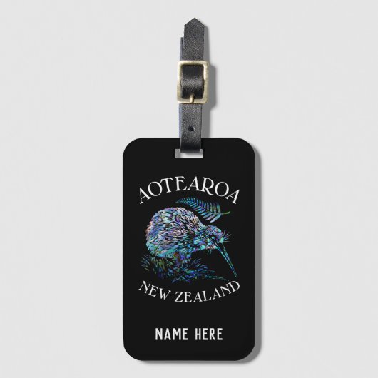 GEPERSONALISEERD KIWI NEW ZEALAND PAUA BAGAGELABEL (Voorkant (verticaal))