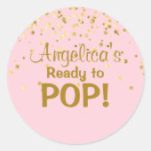 Gepersonaliseerd Klaar om Baby shower te Poppen Ro Ronde Sticker (Voorkant)